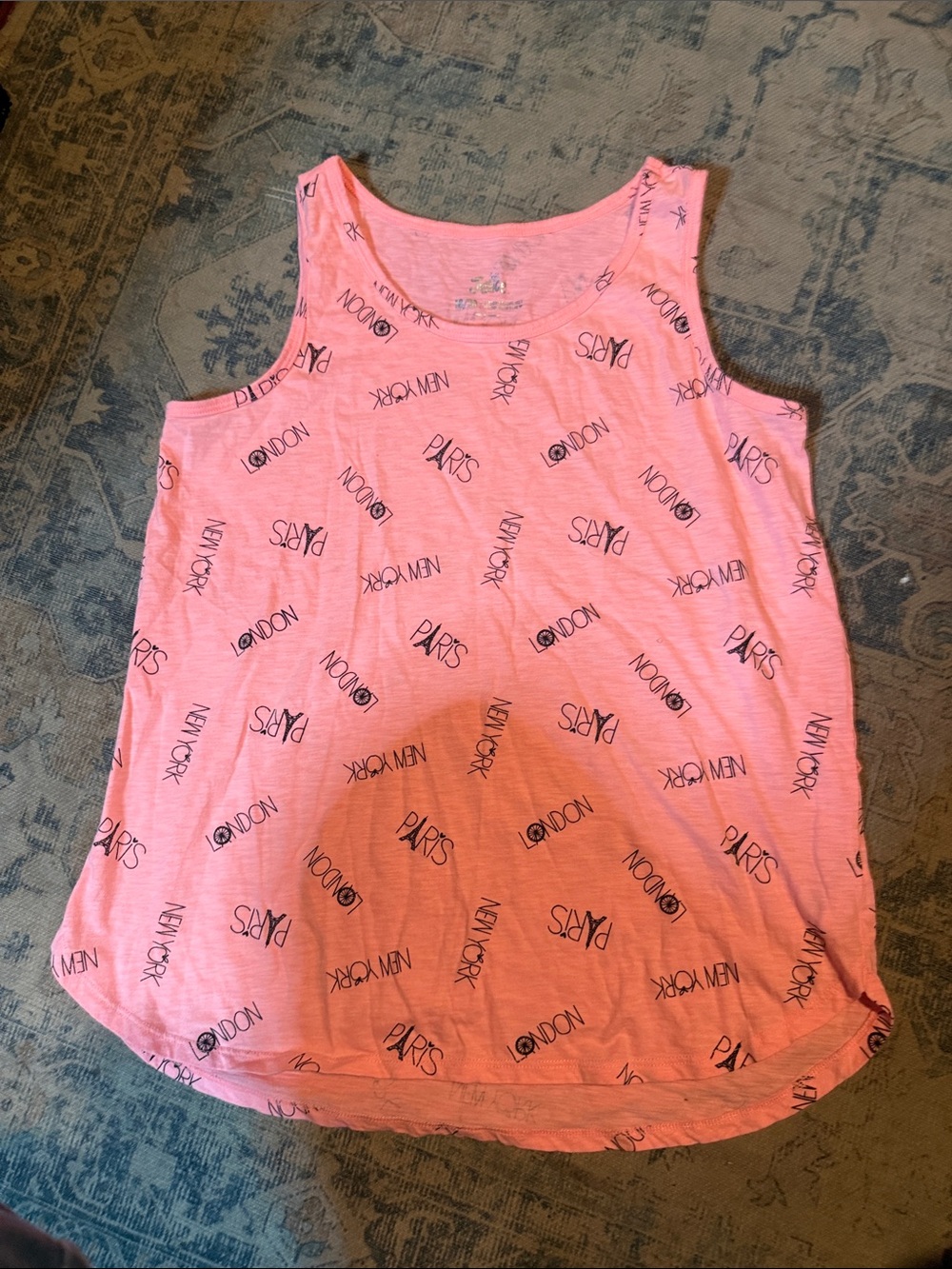 Justice Pink Graphic Tank Top with City Name Print